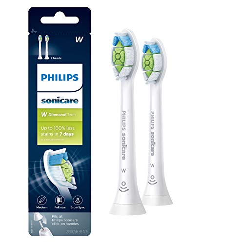 Philips Sonicare HX6062/65 Genuine Diamondclean Replacement Toothbrush Heads, Brushsync Technology, White 2-pk