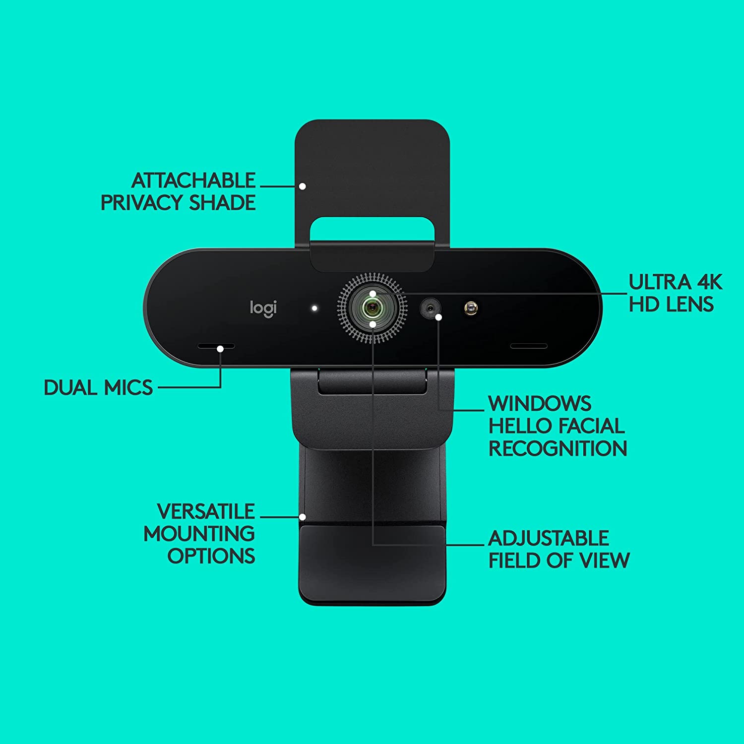 Logitech BRIO – Ultra HD Webcam for Video Conferencing, Recording, and Streaming