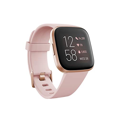 Fitbit Versa 2 Health & Fitness Smartwatch with Heart Rate, Music, Alexa Built-in, Sleep & Swim Tracking, Petal/Copper Rose, One Size