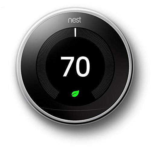 Google, T3019US, Nest Learning Thermostat, 3rd Gen, Smart Thermostat, Polished Steel, Works With Alexa