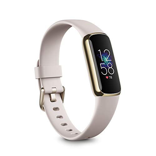 Fitbit Luxe Fitness and Wellness Tracker with Stress Management, Sleep Tracking and 24/7 Heart Rate, One Size L Bands Included, Lunar White/Soft Gold