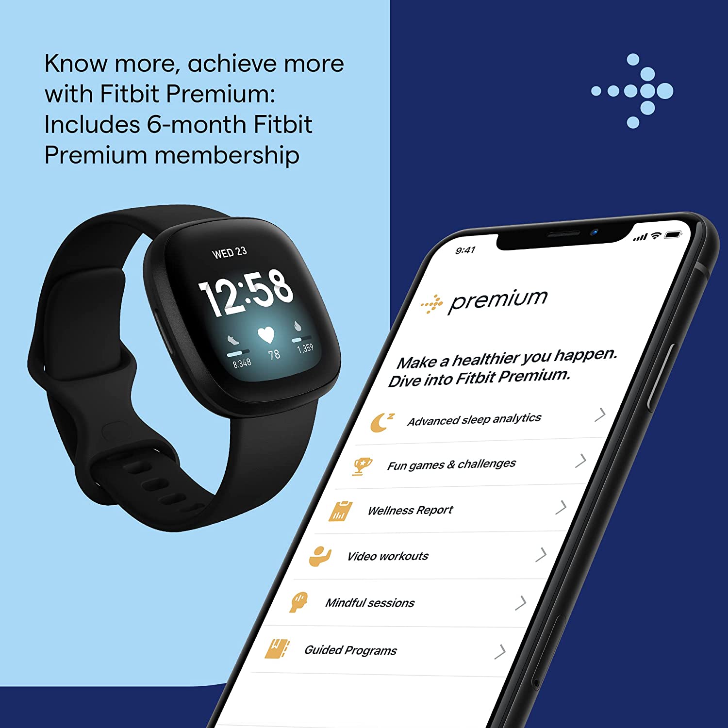 Fitbit Versa 3 Health & Fitness Smartwatch with GPS, 24/7 Heart Rate,