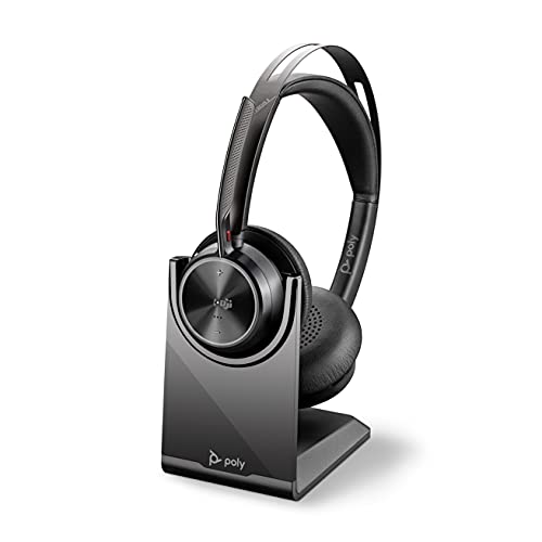 Poly - Voyager Focus 2 UC USB-A Headset with Stand (Plantronics) - Bluetooth Stereo Headset with Boom Mic - USB-A PC/Mac Compatible - Noise Canceling